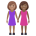 👩🏽‍🤝‍👩🏾 women holding hands: medium skin tone, medium-dark skin tone display on JoyPixels